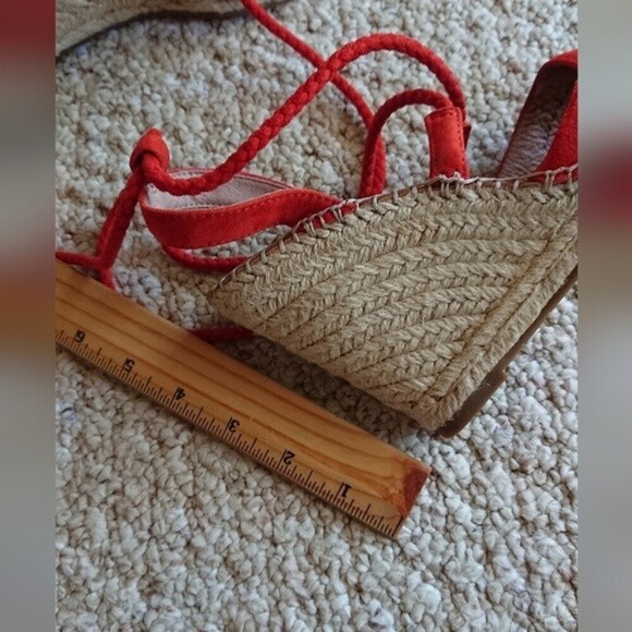 Joie Phyllis Suede Lace-Up Wedge Espadrille Sandal in orange size 37 - Picture 4 of 12